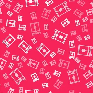 White line Wardrobe icon isolated seamless pattern on red background. Cupboard Stock Illustration