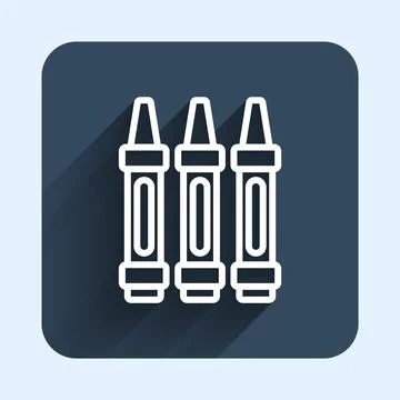 White line Wax crayons for drawing icon isolated with long shadow backgroun.. Stock Illustration