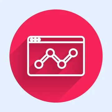 White line Web analytics information and development website statistic icon Illustrazione stock