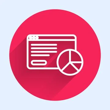 White line Web analytics information and development website statistic icon Illustrazione stock