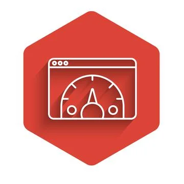 White line Web analytics information and development website statistic icon Illustrazione stock