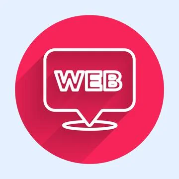 White line Web and graphic design icon isolated with long shadow. Creative and 스톡 일러스트