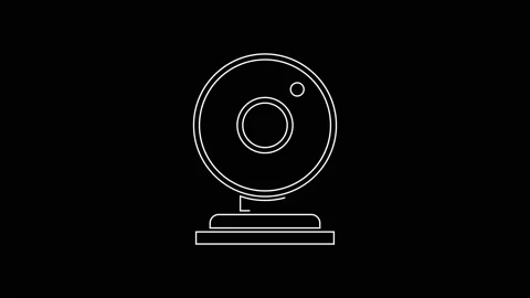 White line Web camera icon isolated on black background. Chat camera. Webcam Stock Footage 161353106