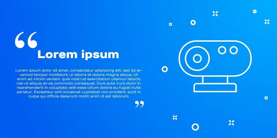 White line Web camera icon isolated on blue background. Chat camera. Webcam icon 스톡 일러스트