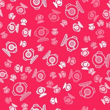 White line Web camera icon isolated seamless pattern on red background. Chat  Illustrazione stock