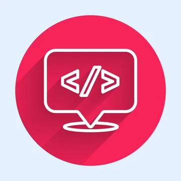 White line Web design and front end development icon isolated with long shadow Stock Illustration