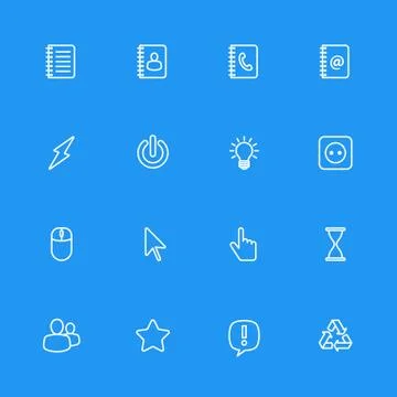 White line web icon set Stock Illustration