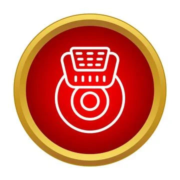 White line webcam icon depicting video communication Illustrazione stock