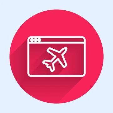 White line Website template icon isolated with long shadow. Internet Stockillustratie