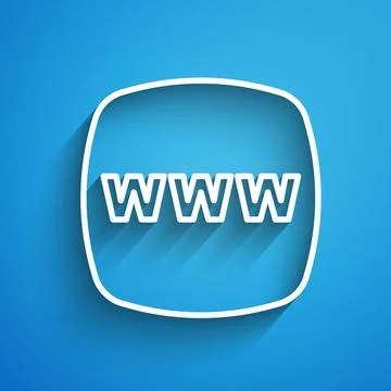 White line Website template icon isolated on blue background. Internet Ilustración de archivo