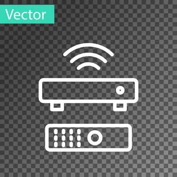 White line Wireless multimedia and TV box receiver and player with remote 스톡 일러스트