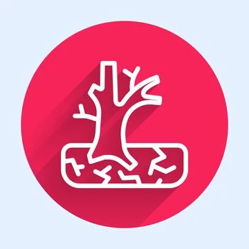 White line Withered tree icon isolated with long shadow. Bare tree. Dead tree Stock Illustration