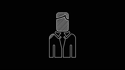 White line Worker icon isolated on black background. Business avatar symbol user Stock Footage 203356558
