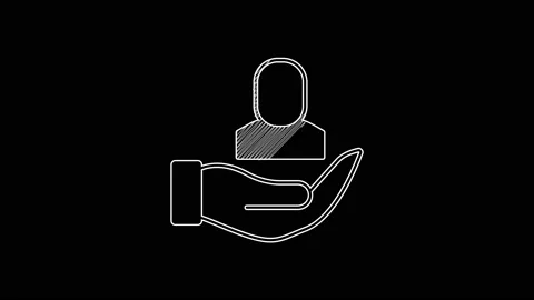 White line Worker icon isolated on black background. Business avatar symbol user Stock Footage 203673366