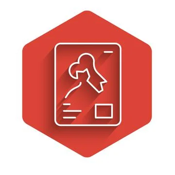 White line X-ray shots icon isolated with long shadow. Red hexagon button Stock Illustration