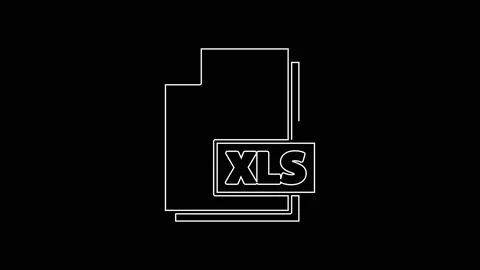 White line XLS file document. Download xls button icon isolated on black Stock Footage 161990483