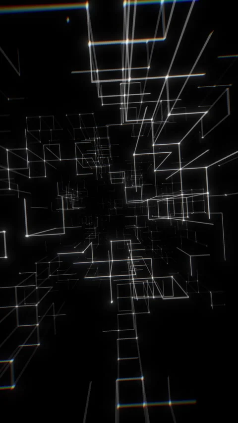 White Linear Vertical Wireframe Grid Forming a Deep Abstract Tunnel. Looped 3D Stock Footage 331904505