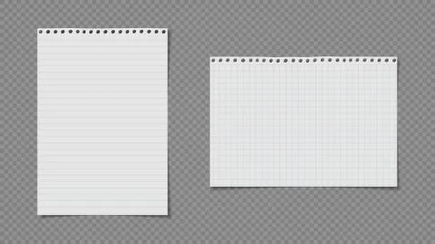 White lined, math note, notebook paper are on dark grey background for text Stock Illustration