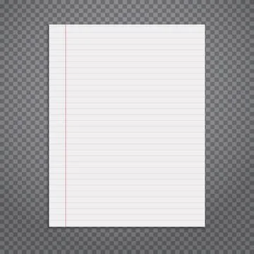 White lined notebook, copybook paper sheet is on dark squared background. Vector Stock Illustration