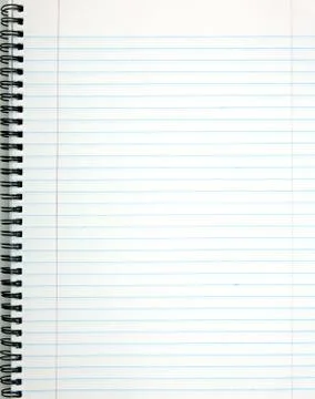 White lined notepad page. Photos