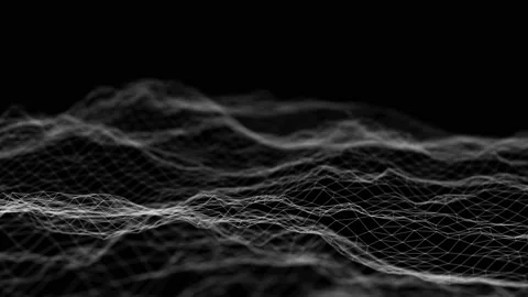White lines and dots with wave motion on a black background. Video stock 198188252