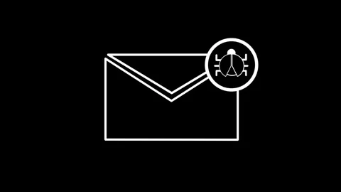 White lines animate to form an envelope icon with a bug symbol representing Stock Footage 334661411