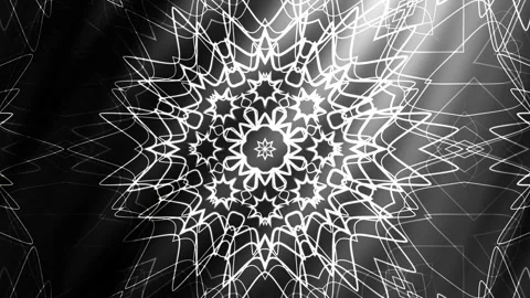 White lines form intricate symmetrical grayscale floral patterns. Stock Footage 310408913