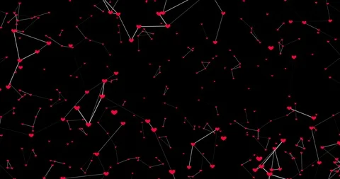 White lines randomly connect to the small hearts on transparent background. 스톡 동영상 123459955