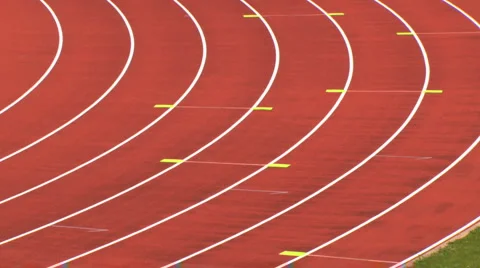 White lines of running track Stock Footage 1091098