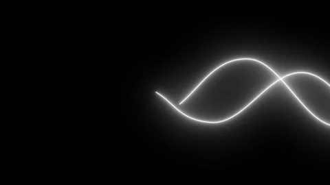 White lines smoothly intertwine on a black background. Glowing white lines. Stock Footage 255079783