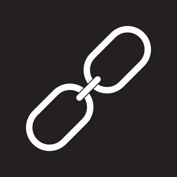 White link flat vector icon isolated on black background Stock Illustration