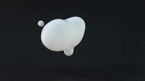 White liquid blobs merge and separate on black background Video stock 333835034