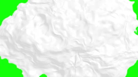 White liquid splash expanding and contracting on green screen chroma key Stock Footage 339222950