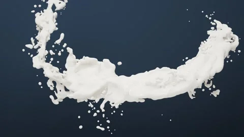 White liquid splash motion with droplets against dark blue background Stock Footage 327531599