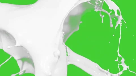 White liquid swirl splash effect on vivid green screen background Stock Footage 314615255