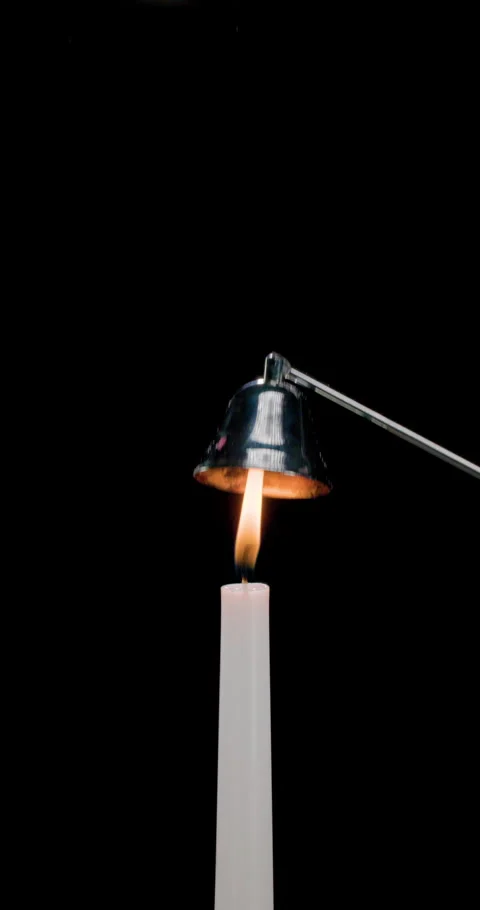 White lit candle, snuffed out flame, dissipating smoke (Vertical 4K) Stock Footage 327866756