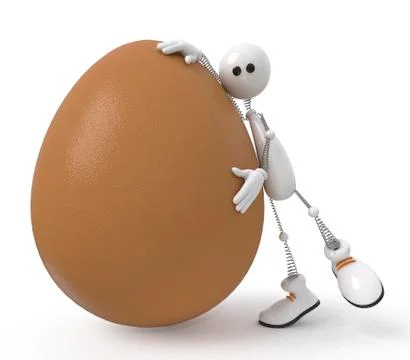 White little man with egg Stock Illustration