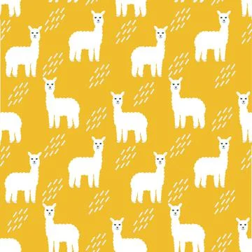 White llamas seamless pattern vector illustration. 스톡 일러스트