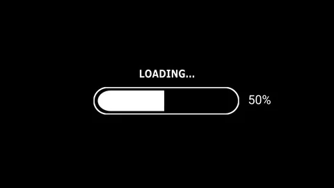 White Loading Bar with 0–100% Counter in 10% Steps on Black Background. Vídeo Stock 341815581