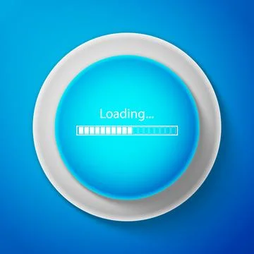 White Loading icon isolated on blue background. Progress bar icon. Circle blue Stock Illustration