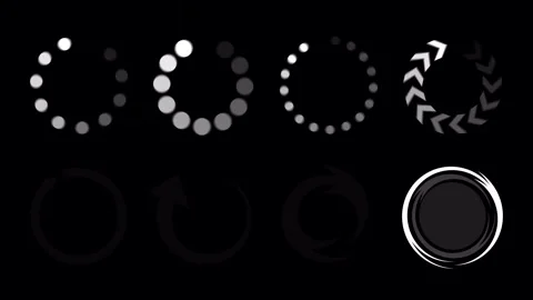White loading icons set. Minimalist circular progress bars and spinners loop Stock Footage 334721222