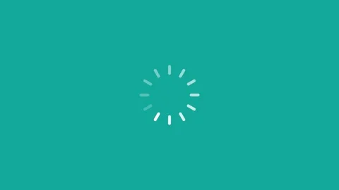 White loading spinner icon on a solid teal background Stock Footage 341485633