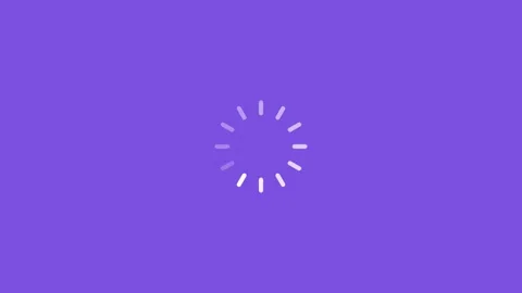 White loading spinner icon on a solid violet background Stock Footage 341485651