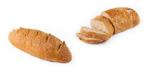 White loaf bread isolated on white Stock Photos