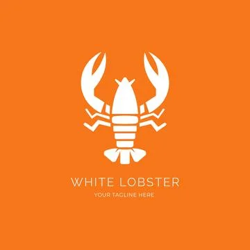 White lobster logo with simple lines perfect for seafood restaurant and aqu.. Stock Illustration