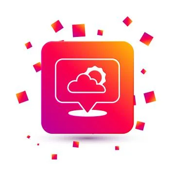 White Location cloud icon isolated on white background. Square color button Stock Illustration