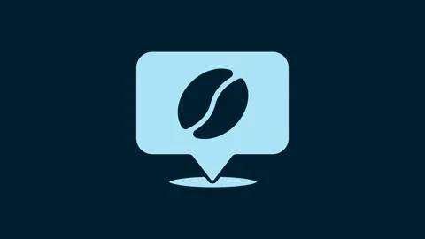 White Location with coffee bean icon isolated on blue background. 4K Video Stock Footage 230061730