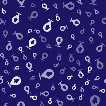 White Location of the forest on a map icon isolated seamless pattern on blue Illustrazione stock