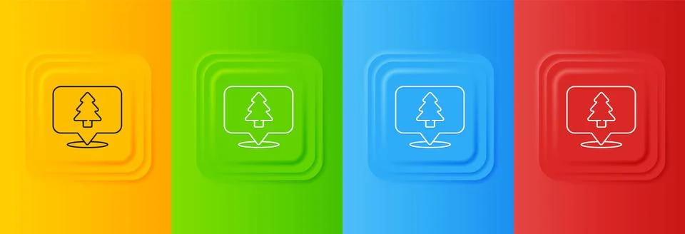 White Location of the forest on a map icon isolated on colorful background... Stock Illustration