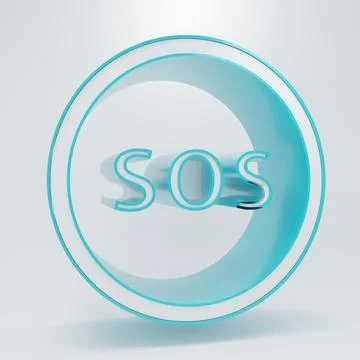 White Location with SOS icon isolated on grey background. SOS call marker. .. Stock Illustration
